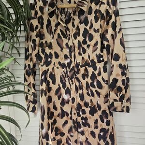 Hayden Leopard Print Dress in Black and Tan
